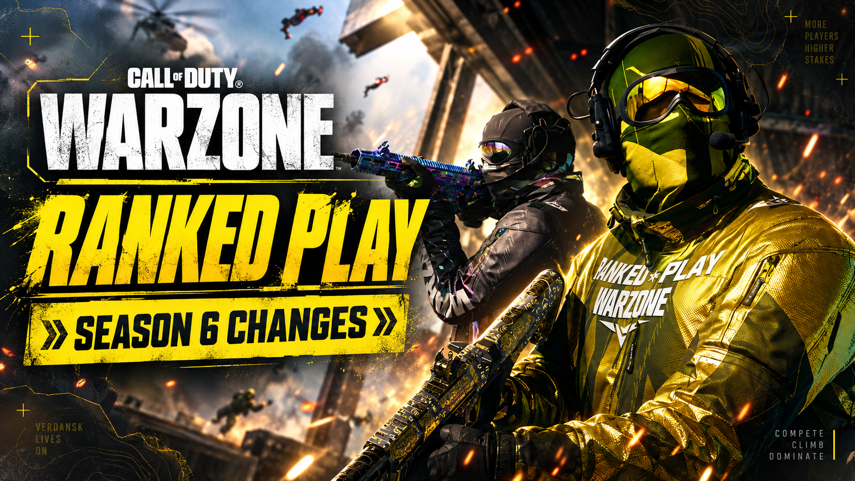 Warzone Saison 6 Ranked Play Symbol mit 'Ranked' Text und einem kompetitiven Emblem